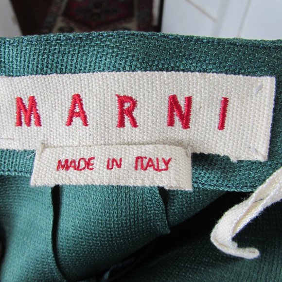 MARNI Solid Green Silk Pencil Skirt - Picture 6 of 8